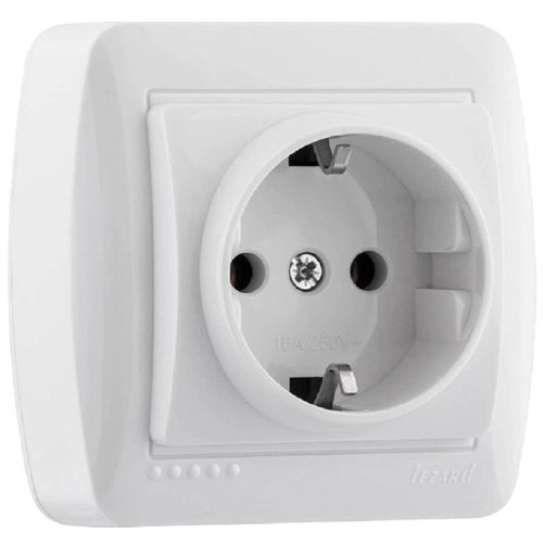 Розетка с заземлением накладная Lezard Demet 1-м. белый картинка